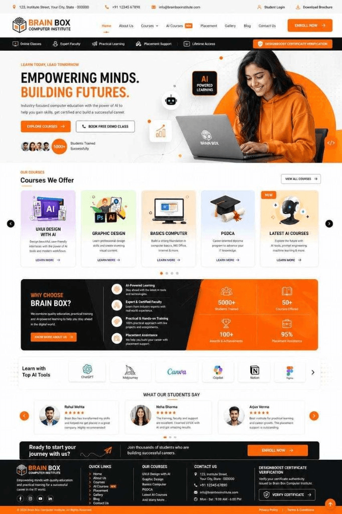 Brain Box student learning at a classroom workstation